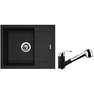 SINKS LINEA 600 N, Granblack + LEGENDA S GR - Kitchen Sink and Tap Set