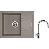 SINKS LINEA 600 N Truffle + VITALIA - Kitchen Sink and Tap Set