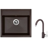 SINKS SOLO 560 Marone + SINKS MIX 35 GR - Kitchen Sink and Tap Set