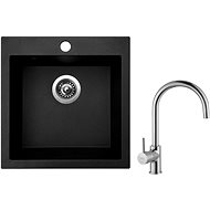 SINKS VIVA 455, Granblack + VITALIA - Kitchen Sink and Tap Set