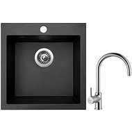 SINKS VIVA 455, Metalblack + VITALIA - Kitchen Sink and Tap Set