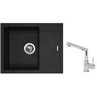 SINKS LINEA 600 Granblack + SINKS MIX 350P - Kitchen Sink and Tap Set