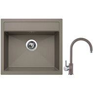 SINKS SOLO 560, Truffle + VITALIA GR - Kitchen Sink and Tap Set
