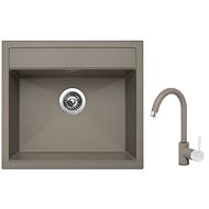 SINKS SOLO 560 Truffle + SINKS MIX 35 GR - Kitchen Sink and Tap Set