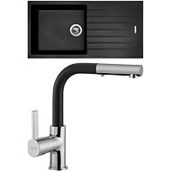 SINKS PERFECTO 1000 Pureblack+ENIGMA S GR - Kitchen Sink and Tap Set
