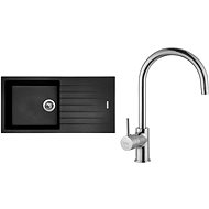 SINKS PERFECTO 1000 Pureblack+VITALIA - Kitchen Sink and Tap Set