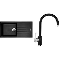 SINKS PERFECTO 1000 Pureblack+VITALIA GR - Kitchen Sink and Tap Set