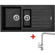 SINKS PERFECTO 1000.1 Pureblack+ELKA - Kitchen Sink and Tap Set