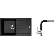 SINKS AMANDA 860 Metalblack+ENIGMA S GR - Kitchen Sink and Tap Set
