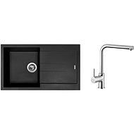 SINKS AMANDA 860 Pureblack+ELKA - Kitchen Sink and Tap Set