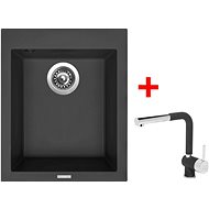 SINKS CUBE 410 Nanoblack+MIX 3 P GR - Set dřezu a baterie