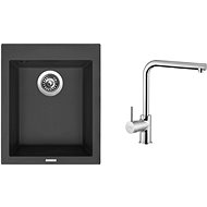 SINKS CUBE 410 Pureblack+ELKA - Kitchen Sink and Tap Set