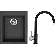 SINKS CUBE 410 Pureblack+VITALIA GR - Kitchen Sink and Tap Set