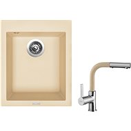 SINKS CUBE 410 Sahara+ENIGMA S GR - Kitchen Sink and Tap Set
