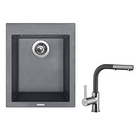 SINKS CUBE 410 Titanium+ENIGMA S GR - Kitchen Sink and Tap Set