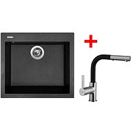 SINKS CUBE 560 Granblack+ENIGMA S GR - Kitchen Sink and Tap Set