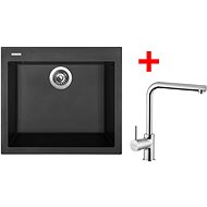 SINKS CUBE 560 Pureblack+ELKA - Kitchen Sink and Tap Set