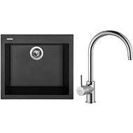 SINKS CUBE 560 Pureblack+VITALIA - Kitchen Sink and Tap Set