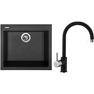SINKS CUBE 560 Pureblack+VITALIA GR - Kitchen Sink and Tap Set