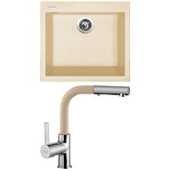 SINKS CUBE 560 Sahara+ENIGMA S GR - Kitchen Sink and Tap Set