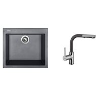 SINKS CUBE 560 Titanium+ENIGMA S GR - Kitchen Sink and Tap Set