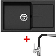 SINKS INFINITY 860 Metalblack+ENIGMA S GR - Kitchen Sink and Tap Set