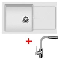 SINKS INFINITY 860 Milk+ENIGMA S  - 28 Milk - Kitchen Sink and Tap Set