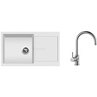 SINKS INFINITY 860 Milk+VITALIA - Kitchen Sink and Tap Set