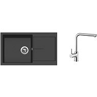 SINKS INFINITY 860 Pureblack+ELKA - Kitchen Sink and Tap Set