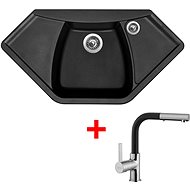 SINKS NAIKY 980 Pureblack+ENIGMA S GR - Kitchen Sink and Tap Set
