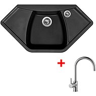 SINKS NAIKY 980 Pureblack+VITALIA - Kitchen Sink and Tap Set