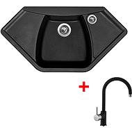 SINKS NAIKY 980 Pureblack+VITALIA GR - Kitchen Sink and Tap Set