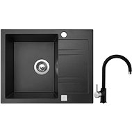 SINKS LINEA 600 Granblack + SINKS VITALIA GR - Kitchen Sink and Tap Set