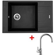 SINKS VARIO 780 Granblack+Vitalia lesklá - Kitchen Sink and Tap Set