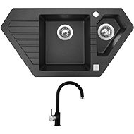 SINKS BRAVO 850.1 Granblack + SINKS VITALIA GR - Kitchen Sink and Tap Set