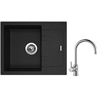 SINKS LINEA 600 N, Granblack + VITALIA - Kitchen Sink and Tap Set