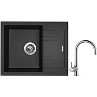 SINKS LINEA 600 N, Metalblack + VITALIA - Kitchen Sink and Tap Set
