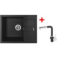 Sinks Amanda 650 Metalblack + Mix 3 P GR - Kitchen Sink and Tap Set