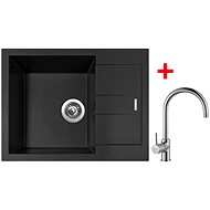 Sinks Amanda 650 Pureblack + Vitalia - Kitchen Sink and Tap Set