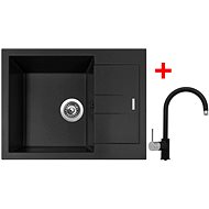 Sinks Amanda 650 Pureblack + Vitalia GR - Kitchen Sink and Tap Set