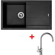 Sinks Amanda 860 Pureblack + Vitalia - Kitchen Sink and Tap Set