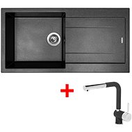Sinks Amanda 990 Metalblack + Mix 3 P GR - Kitchen Sink and Tap Set