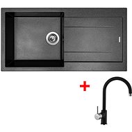 Sinks Amanda 990 Metalblack + Vitalia GR - Kitchen Sink and Tap Set