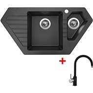 Sinks Bravo 850.1 Granblack + Vitalia GR - Kitchen Sink and Tap Set