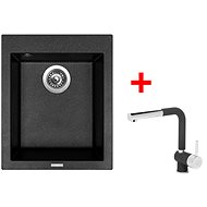 Sinks Cube 410 Granblack + Mix 3 P GR - Kitchen Sink and Tap Set