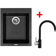 Sinks Cube 410 Granblack + Vitalia GR - Kitchen Sink and Tap Set
