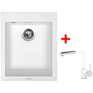 Sinks Cube 410 Milk + Mix 3 P GR - Kitchen Sink and Tap Set