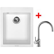 Sinks Cube 410 Milk + Vitalia - Kitchen Sink and Tap Set