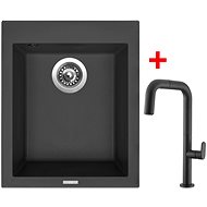Sinks Cube 410 Nanoblack + EVA P Nanoblack - Kitchen Sink and Tap Set