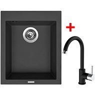 Sinks Cube 410 Nanoblack + Mix 35 Nanoblack - Kitchen Sink and Tap Set